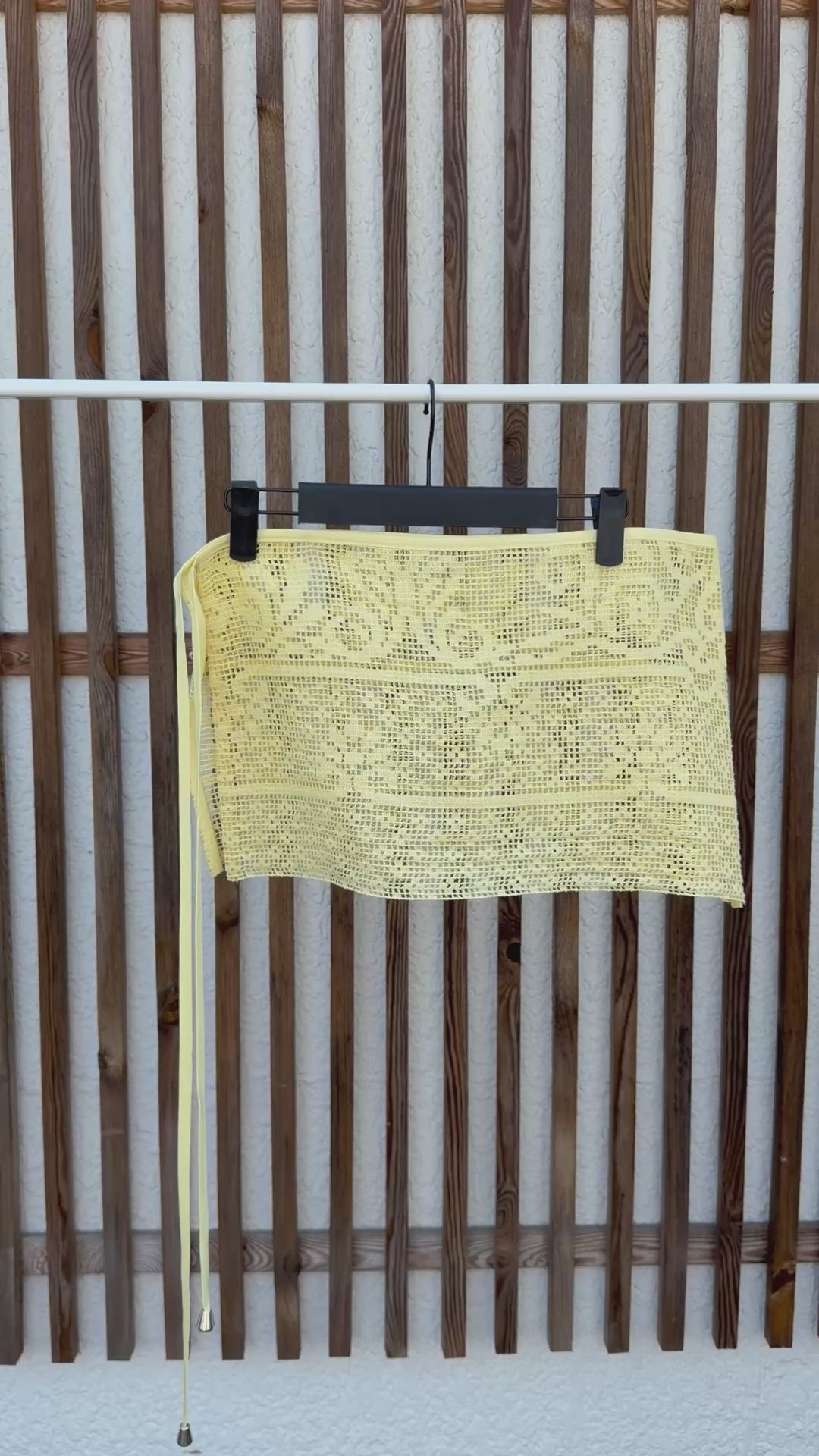 JUPE NOUÉE DENTELLE MICRO JAUNE